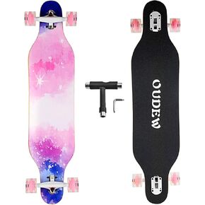 Longboard Skateboard, 41 Inch 8 Layer Canadian Maple Drop Through Longboards for Kids Boys Girls Youths Beginners. in Kuwait