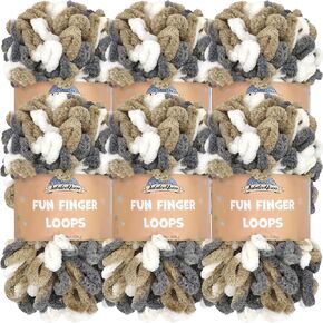 JubileeYarn Fun Finger Loops Yarn - Jumbo Polyester - 100g/Skein - Purple Pink White - 6 Skeins