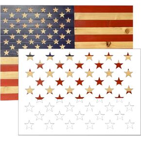 قالب استنسل 50 نجمة بتصميم العلم الامريكي، 12×15.7 انش، استنسل ستارفيلد قابل لاعادة الاستخدام، للرسم على الخشب والقماش والورق والفرشاة الهوائية والزجاج وفنون الحائط، تصميم الحرف اليدوية، مشاريع العلم in Kuwait