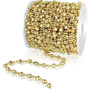 32.8 Feet Christmas Tree Beads Beaded Garland Strand Plastic Pearls Beads Garland Crystal Bead Roll for Christmas and Holiday Decorations (Red)
