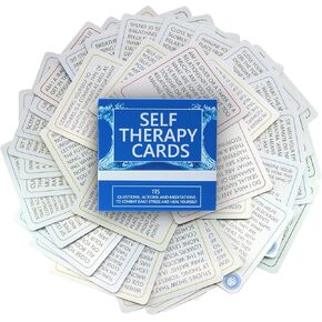 SELF THERAPY CARDS – Relaxing gift! Handy, easy to use anxiety relief cards! 115 Questions in a box, along with suggested actions and meditations. Self reflection cards, mindfulness tool in Kuwait