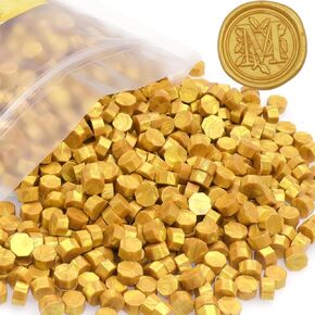 Gold Wax Seal Beads 1450pcs (1.1lb), Andotopee Premium Metallic Sealing Wax Beads for Wax Seal Stamp, Affordable Wax Pellets Refill Pack for Wax Seal Kit, Wedding Invitation, Envelope Seal, Crafts in Kuwait