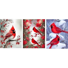 YALKIN الطلاء حسب العدد للبالغين المبتدئين، عبوة كبيرة من 3 قطع DIY للطيور الحمراء من خلال مجموعات الأرقام للبالغين والأطفال، مجموعات الطلاء القماشية، الهدايا الفنية للديكور المنزلي، 12 × 16 بوصة in Kuwait