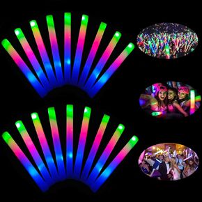 UODBUYO Glow Sticks Bulk-30 قطعة تتوهج في لوازم الحفلات المظلمة، عصي إسفنجية LED مع 3 أوضاع ملونة وامضة تضيء اللعب لحفلات أعياد الميلاد وحفلات الزفاف والهالوين in Kuwait