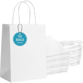 COGLARING 50 قطعة 6.3x3.2x8.3 حقائب للهدايا كرافت ورقة حقيبة ث/مقابض التسوق السائبة لصالح أكياس التجزئة حقائب الحفلات in Kuwait