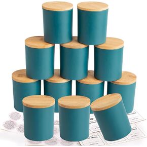 CONNOO 12Pack 10 OZ Clear Glass Candle Jars with Bamboo Lids in Saudi Arabia