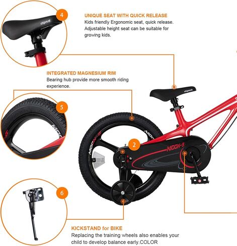 دراجة الفضاء RoyalBaby للأطفال مقاس 14-16-18 بوصة من سبائك الألومنيوم، للأولاد والبنات من عمر 3-9 سنوات، فرامل قرصية بمقبض مزدوج وخيارات عجلة التدريب in Kuwait