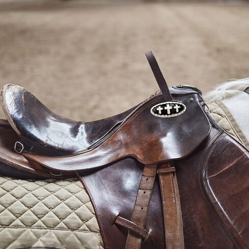 Silver Tone Conchos Set for Men or Women, Western Concho with Cross Designs and Screwback Closure, Antique Inspired Accessory, Pack of 2, Gray, S in Kuwait