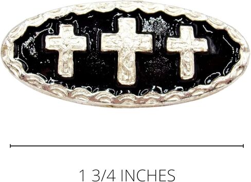 Silver Tone Conchos Set for Men or Women, Western Concho with Cross Designs and Screwback Closure, Antique Inspired Accessory, Pack of 2, Gray, S in Kuwait