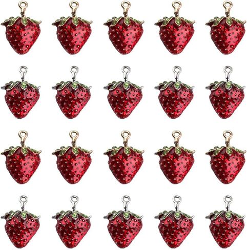 Yukfhgt Enamel Fruit Charms Pendants 20 PCS Strawberry Mulberry Leaf Fruit Charms for Earring Bracelet Necklace DIY Jewelry Making Accessories in Saudi Arabia
