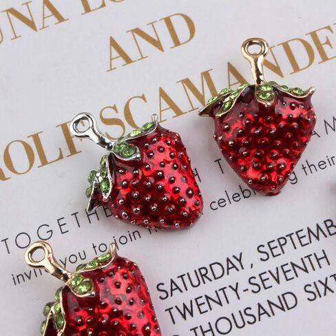 Yukfhgt Enamel Fruit Charms Pendants 20 PCS Strawberry Mulberry Leaf Fruit Charms for Earring Bracelet Necklace DIY Jewelry Making Accessories in Saudi Arabia