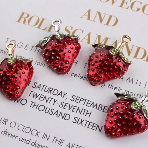 Yukfhgt Enamel Fruit Charms Pendants 20 PCS Strawberry Mulberry Leaf Fruit Charms for Earring Bracelet Necklace DIY Jewelry Making Accessories in Saudi Arabia