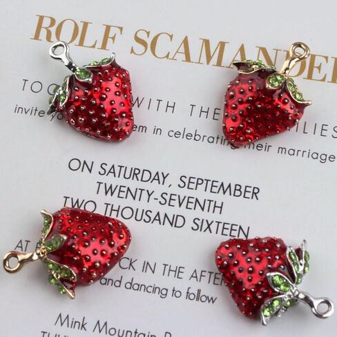 Yukfhgt Enamel Fruit Charms Pendants 20 PCS Strawberry Mulberry Leaf Fruit Charms for Earring Bracelet Necklace DIY Jewelry Making Accessories in Saudi Arabia