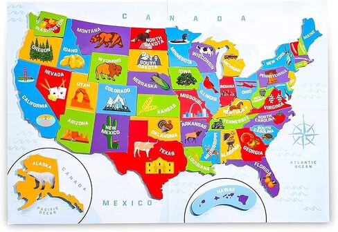 U.S. Puzzle Map of The United States with 44 Magnetic Pieces (19 x 13 Inches) in Saudi Arabia