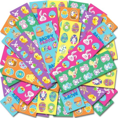 ArtCreativity Assorted Easter Stickers for Kids - 100 Sheets with Over 1000 Stickers - Assorted Vibrant Colors and Designs - Cute Surprise Toys, Egg Hunt Supplies, Party Favors for Boys and Girls in Saudi Arabia
