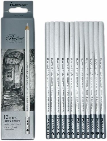 12pcs/pack Artist Charcoal Pencils - Black Color Soft Medium Hard - White Pastel Color - Black Charcoal White Pastel Drawing Pencils (Hard) in Saudi Arabia
