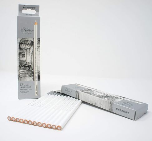 12pcs/pack Artist Charcoal Pencils - Black Color Soft Medium Hard - White Pastel Color - Black Charcoal White Pastel Drawing Pencils (Hard) in Saudi Arabia