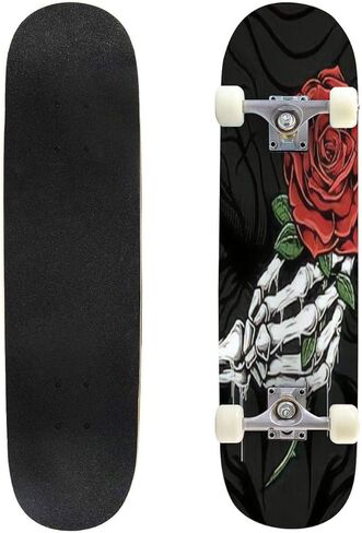 لوح تزلج كلاسيكي مقعر كلاسيكي مفهوم التبخير أحادي اللون مع ملحى وشارب محب طويل سطح القيقب الرياضي والخارجي خدعة مزدوجة للمبتدئين والمحترفين in Kuwait