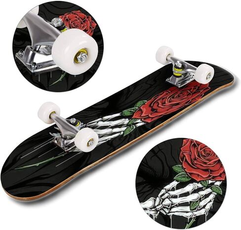 لوح تزلج كلاسيكي مقعر كلاسيكي مفهوم التبخير أحادي اللون مع ملحى وشارب محب طويل سطح القيقب الرياضي والخارجي خدعة مزدوجة للمبتدئين والمحترفين in Kuwait