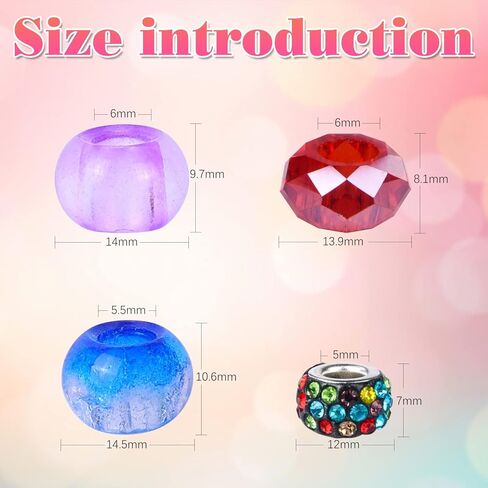 100 قطعة متنوعة من الخرز الزجاجي الأوروبي المصنوع من Victlov، خرز ذو فتحة كبيرة، خرز صلصال ملون مختلط، خرز فاصل كريستالي لصنع المجوهرات الساحرة (نقطة الرش) in Kuwait