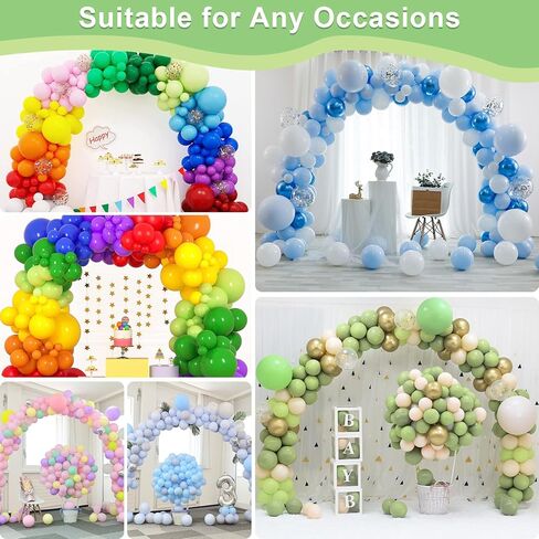 طقم قوس بالون مع مضخة بالون، طقم قوس بالون قابل للتعديل بعرض 10 أقدام، قواعد قابلة للتعبئة بالماء * 2، حامل بالون * 2، بالونات * 100، ديكور لوازم حفلات التخرج وأعياد الميلاد (طقم قوس بطول 10 أقدام) in Kuwait