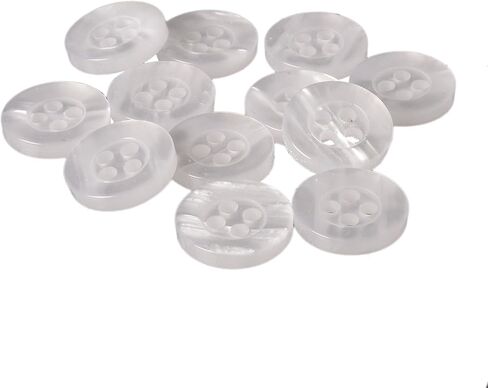 Mibo Buttons & Accessories Mibo 12pcs Polyester Shirt Button - 4 Hole - Streaky Pearl Effect - 18L(11mm) - Grey, Grey, 7/16" (11mm) / 18L (MIB_TEC_MAK4_18GRY_12pc) in Kuwait