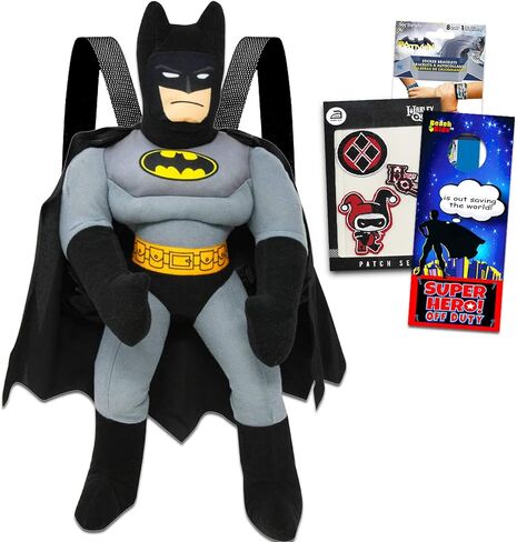 Batman Plush Doll Set for Kids - Bundle with 17" Batman Plush Backpack with Adjustable Straps Plus Batman Stickers, Patches, and More | Batman Gifts for Boys in Saudi Arabia