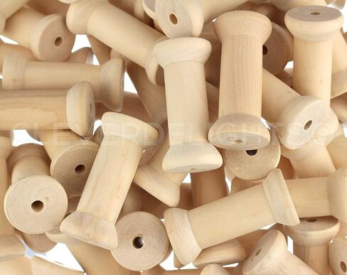 CleverDelights 2 3/4" x 1 1/4" بكرات خشبية - 5 عبوات - بكرات حرفية فارغة in Saudi Arabia