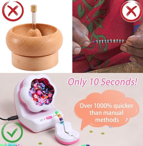 مجموعة دوارة الخرز الطيني الكهربائية من تانجثوس - وعاء تلقائي مع إبرتين وخيط للأساور والقلائد التي تصنعها بنفسك in Kuwait