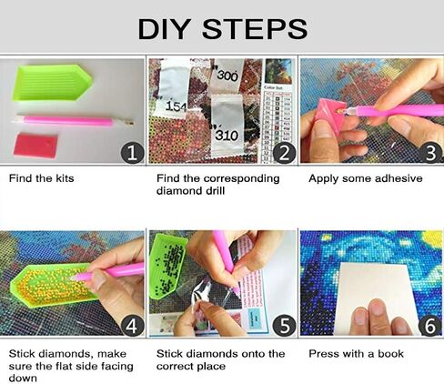 مجموعة لوحة الماس 5 دي ذاتية الصنع من مجموعة الارقام، حفر كامل كريستال حجر الراين الماس لوحات تطريز فنية للديكور متعدد الالوان in Kuwait