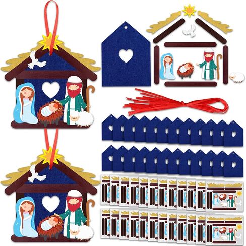 oudin 24 مجموعات الحرف المهد للأطفال DIY المسيحية الدينية عيد الميلاد الحرف المهد الحلي يسوع الميلاد المهد الحرف اليدوية للأطفال عيد الميلاد الحرف وأنشطة الفصول الدراسية ما قبل المدرسة متعة in Saudi Arabia