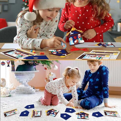 oudin 24 مجموعات الحرف المهد للأطفال DIY المسيحية الدينية عيد الميلاد الحرف المهد الحلي يسوع الميلاد المهد الحرف اليدوية للأطفال عيد الميلاد الحرف وأنشطة الفصول الدراسية ما قبل المدرسة متعة in Saudi Arabia