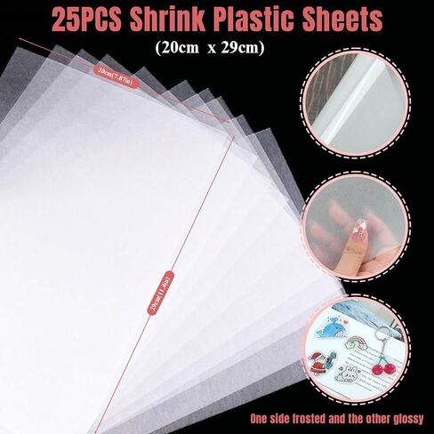 BAPHILE 25PCS Shrink Plastic Sheets, 11.4'' x 8'' Shrink Art Paper Shrink Film Sheets in Kuwait