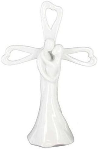 White Bride & Groom with Cross Cake Topper Centerpiece Decoration in Kuwait