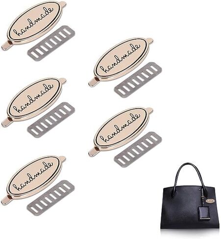 Metal Handmade Clothes Labels,5 Set Alloy Handmade Jewelry Making Labels Handmade Bag Tag with Gasket for Crafts Knitting Sewing Hats Purses Clothing DIY Decor (Light Gold) in Saudi Arabia