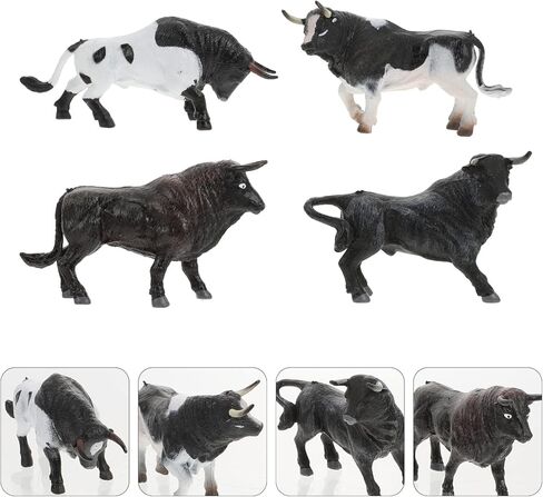 Zerodeko 4pcs Simulation Model Bull Statue Cake Decorations Mini Cow Tiny Home Farm Toys Cow Figures Toddler Toy Cake Toppers Toys for Wild Farm Animal Cake Toy Gift Plastic Child Small in Saudi Arabia