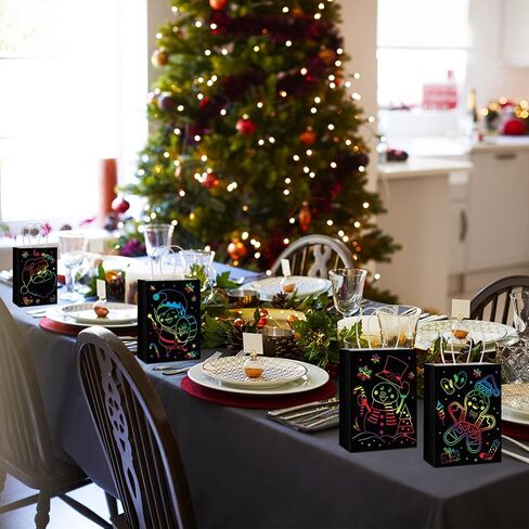 24 Pieces Christmas Glow in The Dark Gift Bags 6 Different Design Xmas Party Favor Bags Black Christmas Gift Paper Bags with Handles Xmas Goodie Bags for Treats Kids Birthday Supplies Decor in Saudi Arabia