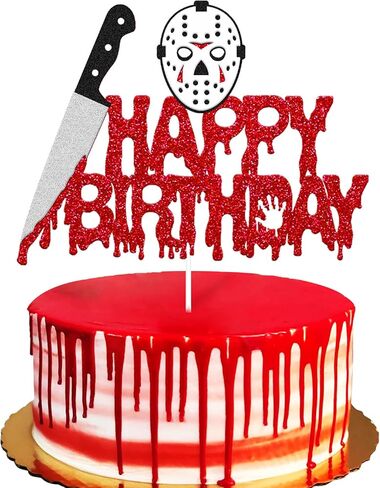 Culxfaiyr Have a Killer Cake Topper Halloween الرعب كعكة عيد ميلاد الديكور 13th كعكة ديكور القاتل موضوع لصبي فتاة النساء الرجال الدموي حفلة عيد ميلاد الاحتفال بالذكرى السنوية لوازم الحدث in Kuwait