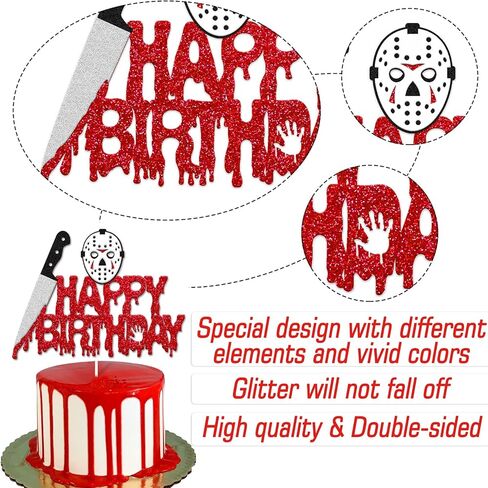 Culxfaiyr Have a Killer Cake Topper Halloween الرعب كعكة عيد ميلاد الديكور 13th كعكة ديكور القاتل موضوع لصبي فتاة النساء الرجال الدموي حفلة عيد ميلاد الاحتفال بالذكرى السنوية لوازم الحدث in Kuwait