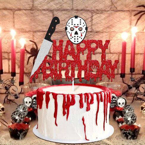 Culxfaiyr Have a Killer Cake Topper Halloween الرعب كعكة عيد ميلاد الديكور 13th كعكة ديكور القاتل موضوع لصبي فتاة النساء الرجال الدموي حفلة عيد ميلاد الاحتفال بالذكرى السنوية لوازم الحدث in Kuwait