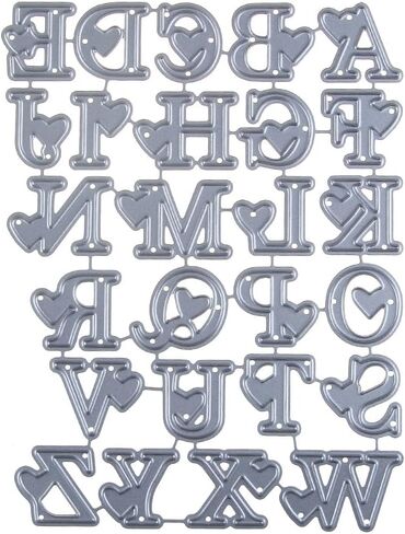 dream_light Metal Die Cuts, Embossing Cutting Dies Stencil Template Mould for DIY Scrapbooking Photo Album Paper Card Making Craft Wedding Party Decor (26 Uppercase Alphabet Letters Heart) in Kuwait