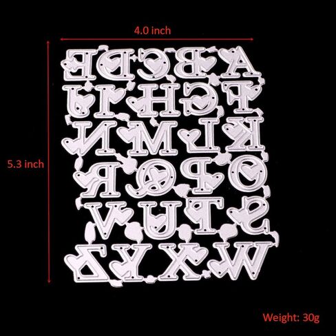 dream_light Metal Die Cuts, Embossing Cutting Dies Stencil Template Mould for DIY Scrapbooking Photo Album Paper Card Making Craft Wedding Party Decor (26 Uppercase Alphabet Letters Heart) in Kuwait