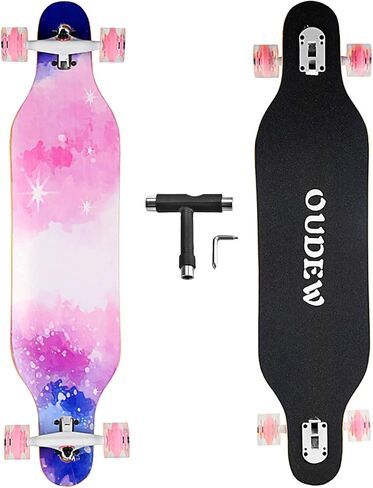 Longboard Skateboard, 41 Inch 8 Layer Canadian Maple Drop Through Longboards for Kids Boys Girls Youths Beginners. in Kuwait