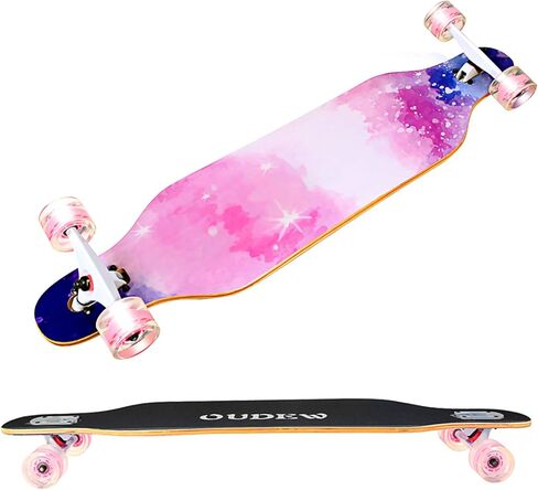 Longboard Skateboard, 41 Inch 8 Layer Canadian Maple Drop Through Longboards for Kids Boys Girls Youths Beginners. in Kuwait