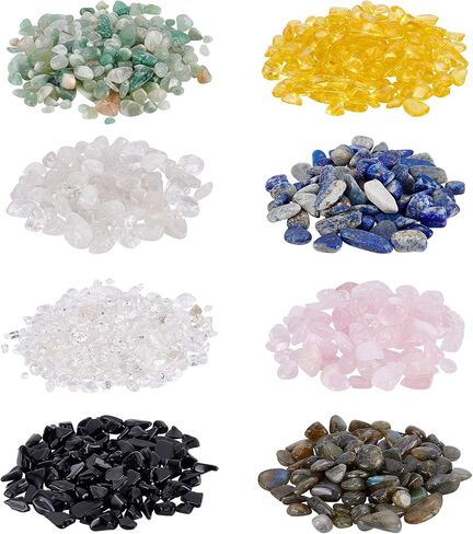 NBEADS 225G 15 نمط من خرز رقاقة الأحجار الكريمة، خرز من الحجر الطبيعي بدون ثقب، خرز كريستالي مطحون، خرز فضفاض غير منتظم الشكل لصنع المجوهرات والهدايا اليدوية in Kuwait