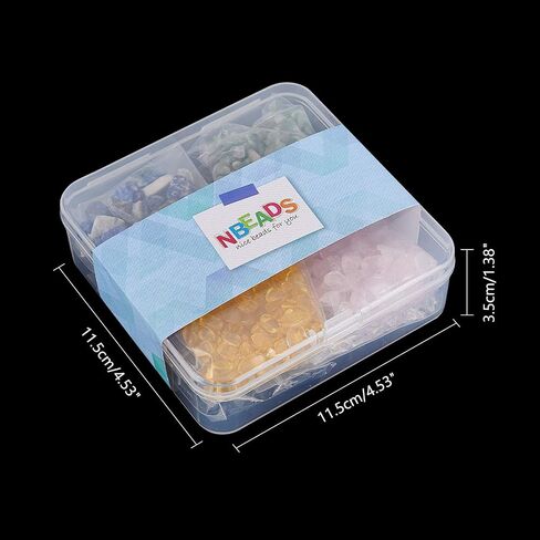 NBEADS 225G 15 نمط من خرز رقاقة الأحجار الكريمة، خرز من الحجر الطبيعي بدون ثقب، خرز كريستالي مطحون، خرز فضفاض غير منتظم الشكل لصنع المجوهرات والهدايا اليدوية in Kuwait