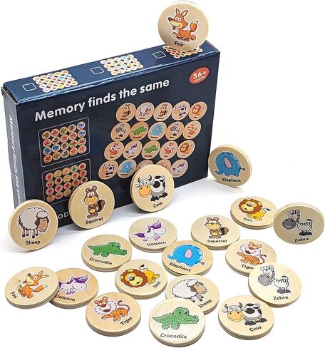 Pualsol Wooden Memory Game for Kids.20PC Memory Matching Games for Toddlers 2-4 Years.Preschool Memory Game. Animal Cards Game for Kids 3-5(forest Animal) in Kuwait