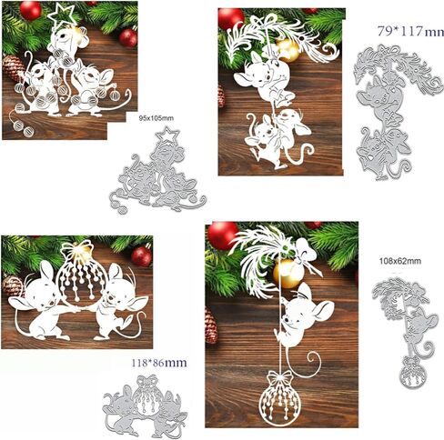 6pcs/Set Animal Mouse Metal Die Cuts, Merry Christmas Snowflake Box Feather Bowtie Bow Cutting Dies Cut Stencils for DIY Scrapbooking Album Decorative Embossing Paper Dies Card Making in Saudi Arabia