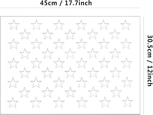 قالب استنسل 50 نجمة بتصميم العلم الامريكي، 12×15.7 انش، استنسل ستارفيلد قابل لاعادة الاستخدام، للرسم على الخشب والقماش والورق والفرشاة الهوائية والزجاج وفنون الحائط، تصميم الحرف اليدوية، مشاريع العلم in Kuwait
