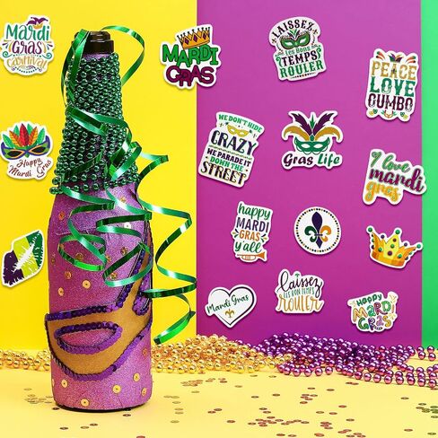 100 قطعة من ملصقات Mardi Gras من ملصقات Mardi Gras الملونة المصنوعة من الفينيل الجمالية المقاومة للماء لأجهزة الكمبيوتر المحمول والسيارة والدراجة وزجاجة المياه والأمتعة والجيتار ولوح التزلج in Saudi Arabia